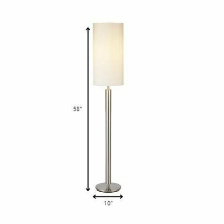 Homeroots Brushed Steel Metal Floor Lamp10.5 x 10.5 x 58 in. 372693